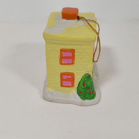 Vintage Ceramic Christmas Cottage With Bells Ornament Set - Picture 13 of 16